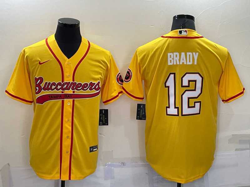 Men's Tampa Bay Buccaneers #12 Tom Brady Yellow Stitched Cool Base Nike Baseball Jersey,We sell and wholesale Men's Tampa Bay Buccaneers #12 Tom Brady Yellow Stitched Cool Base Nike Baseball Jersey on line form chian!